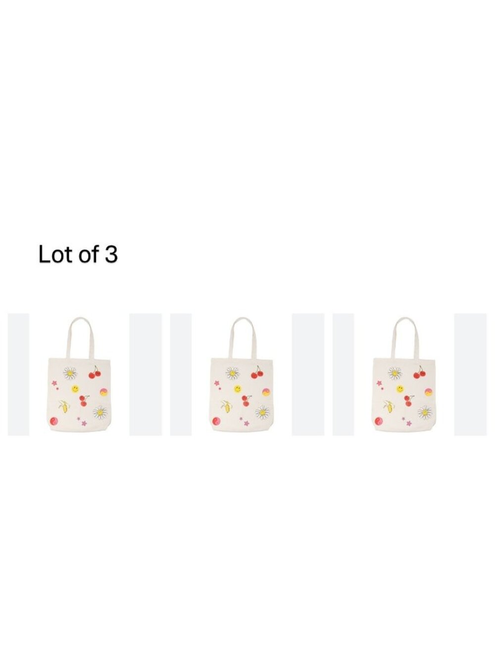 LOT /BUNDLE 3 bags - SKINNYDIP LONDON Y2K fruit flowers canvas foldable totes